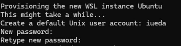 Ubuntuでユーザー名とパスワードを設定する画面キャプチャ